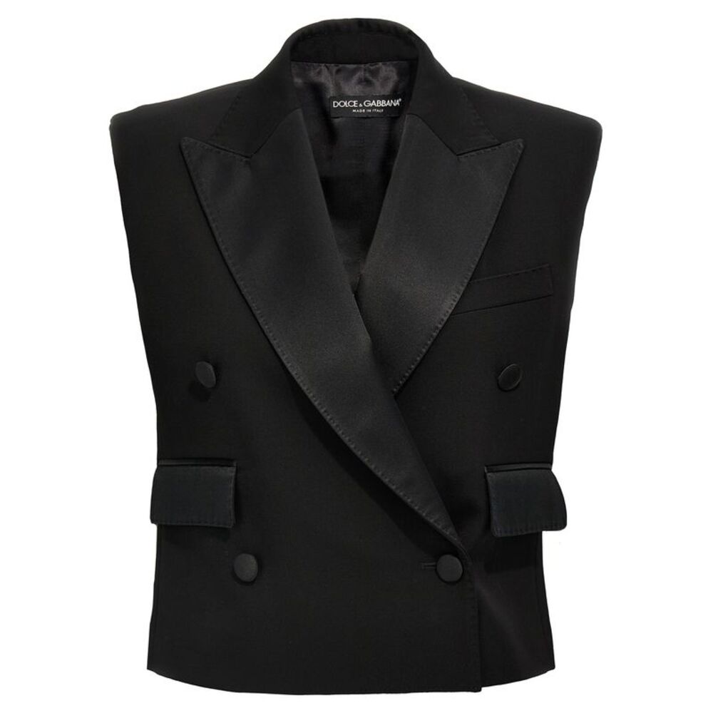 Dolce & Gabbana Black Silk Sleeveless Women's Jacket